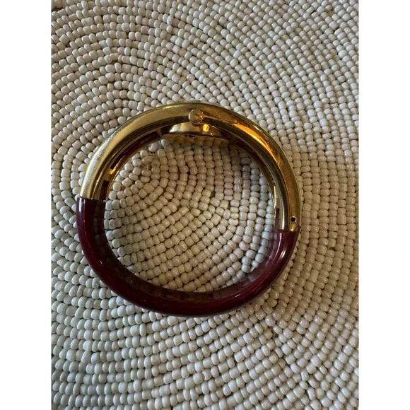 Vintage Women's Nelsonic Antimagnetic Handwind Mechanical Bangle‎ Watch Maroon - Picture 4 of 13